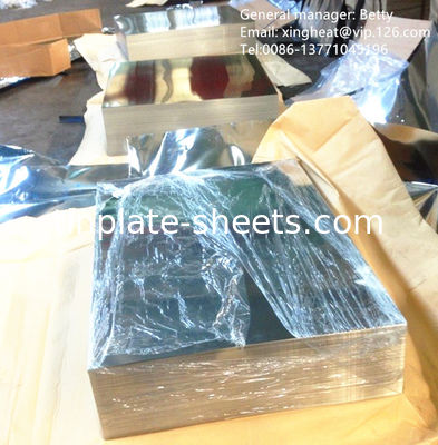 JIS G3303 EN10202 y ASTM624 Hojas de hoja de estaño estándar en el corte de molinos para la fabricación de latas de productos químicos y alimentos
