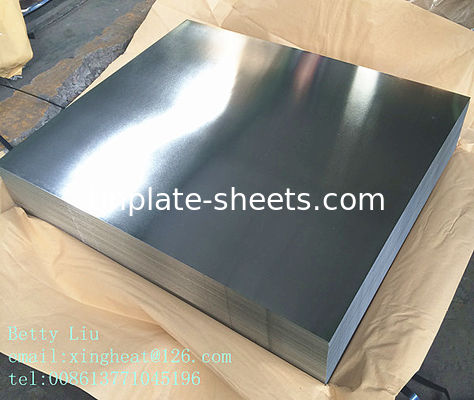 JIS G3303 EN10202 y ASTM624 Hojas de hoja de estaño estándar en el corte de molinos para la fabricación de latas de productos químicos y alimentos