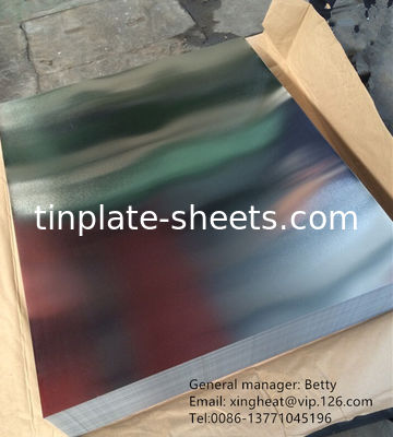 Envases para alimentos Usos Placas de estaño electroliticas 600 mm-990 mm Resistencia a la oxidación
